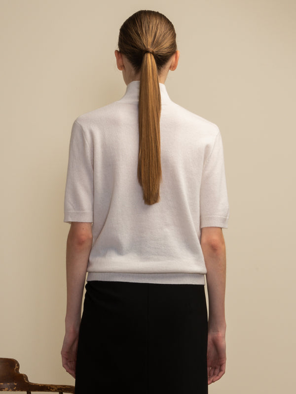 High Neck Shortsleeve_Vintage White